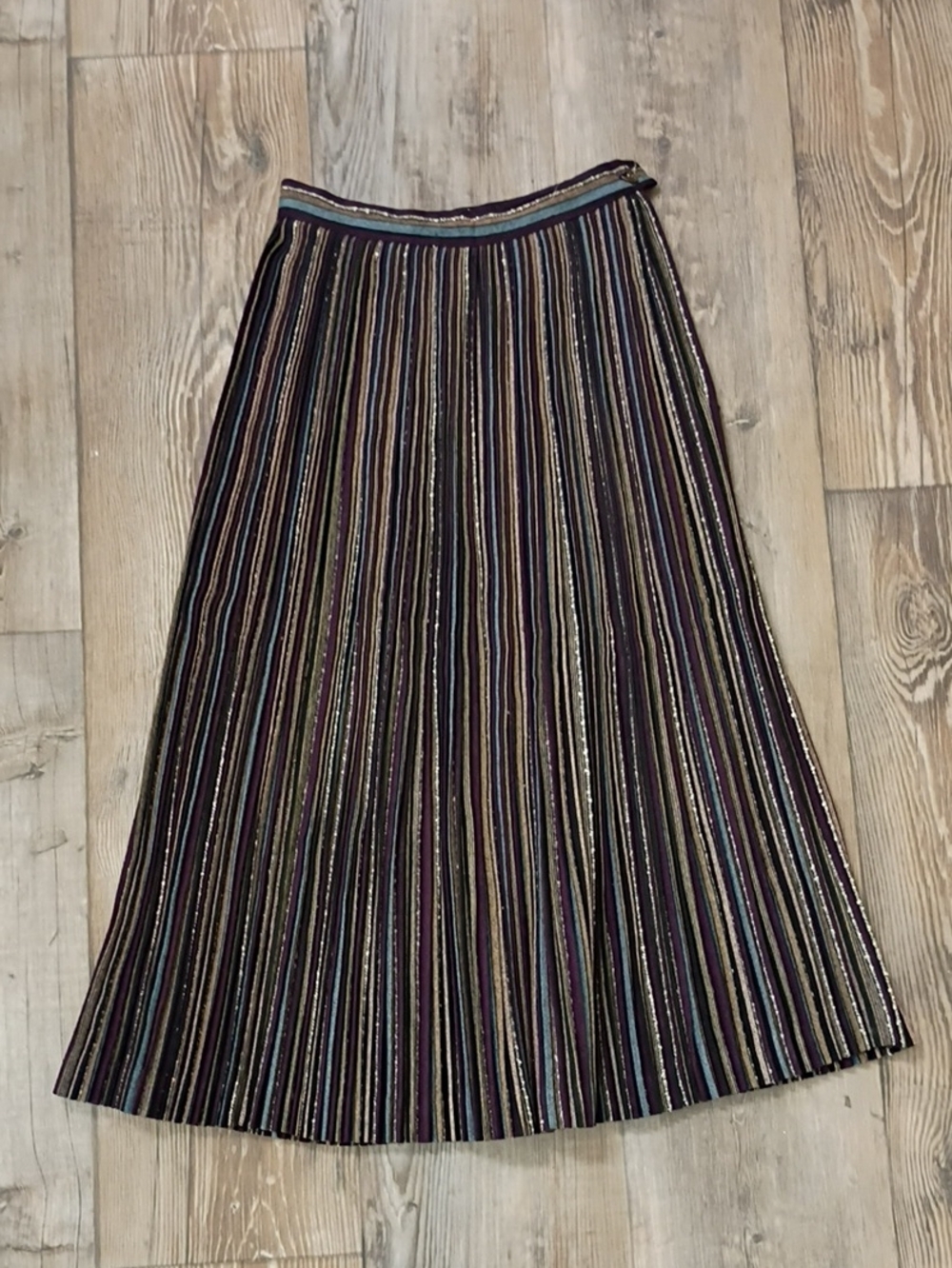 Alex Coleman Rainbow Pleated Wool Skirt Size Extra Small